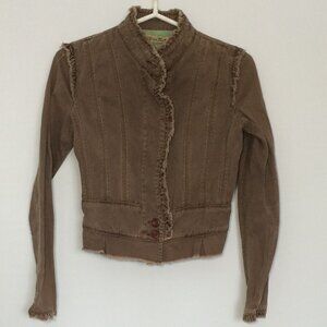 Miss Me Womens Jacket Medium Brown Long Sleeve Button Closure